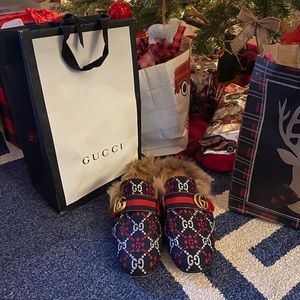 GUCCI Princetown Fur Mules